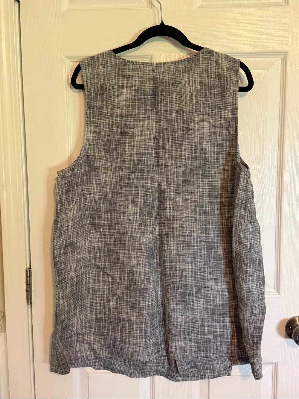 J. Jill Grey Crosshatch Linen-Blend Sleeveless Tunic - Picture 3 of 4